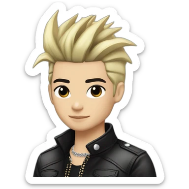 Bill Kaulitz black hair down with blonde highlights emo sticker
