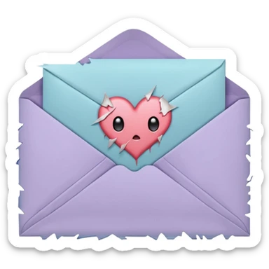 pastel emo envelope with a broken heart seal sticker