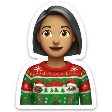 Girl wearing Christmas sweater sticker