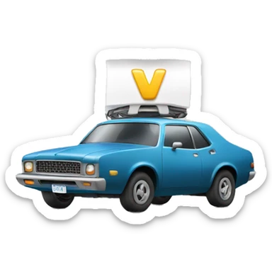 a car with v8 writing  sticker