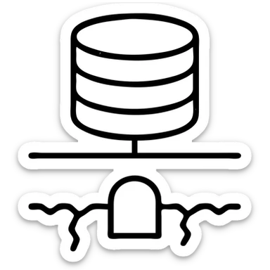 database shapes intersecting with a basement underground motif with worn distressed effect sticker