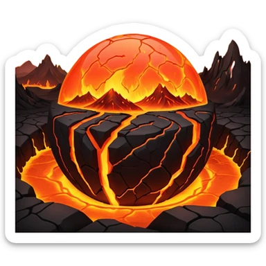 sphere globe planet, surface covered with lava and valley sticker