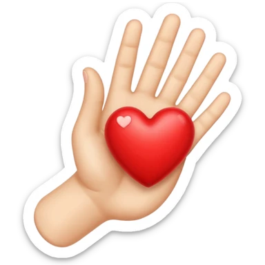 Hand heart emoji with a red heart inside sticker