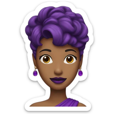esther with purple lipstick sticker