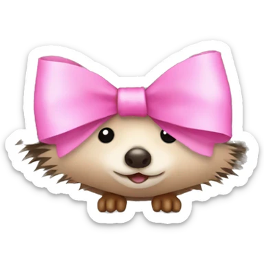 hedgehog with a pink bow sticker