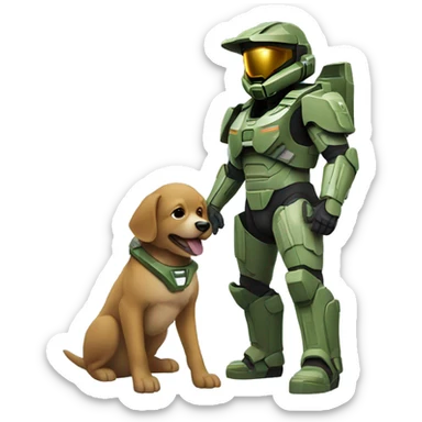 Master chief with a dog  sticker