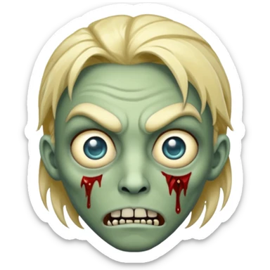 zombie emoji with a diamond shaped head, freefroms hair, and hunter eyes sticker