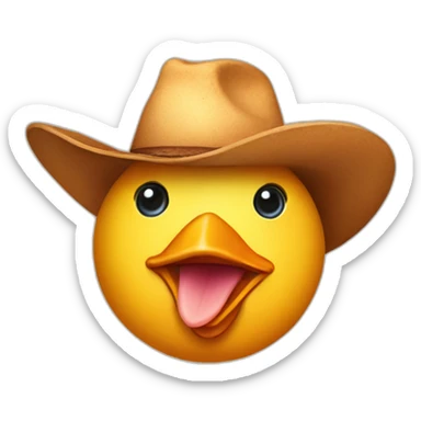 planet Venus with a cartoon cowboy hat and happy chicken face sticker