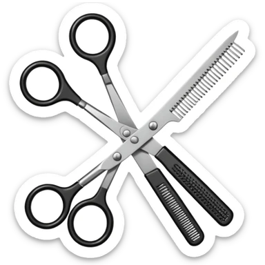 barber shop, scissors & comb. sticker