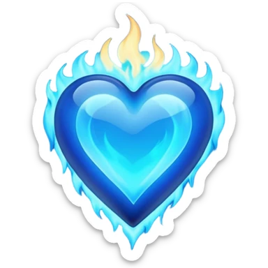 cuore blu con le fiamme blu sticker