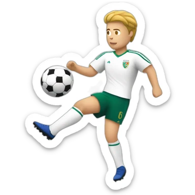 White European football player shooting the ball sticker
