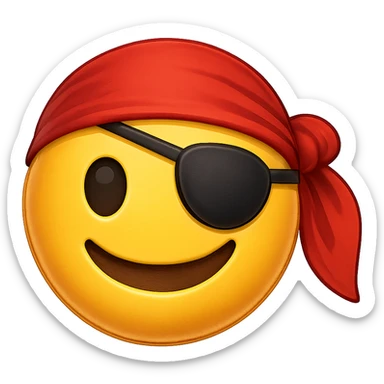 yellow face with red pirate bandana, digital illustration, emoji style sticker