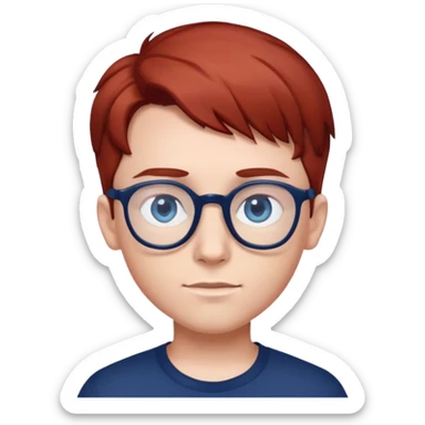 Ragazzo occhi blu scuro capelli rosso scuro liscio e occhiali  sticker