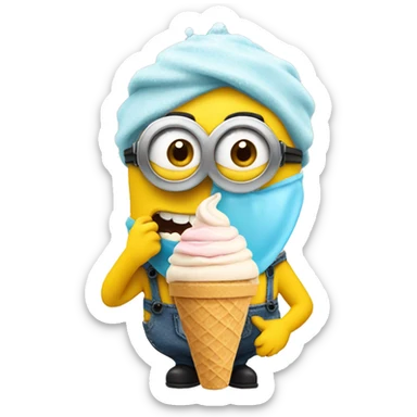 Minion eating ice cream sticker
