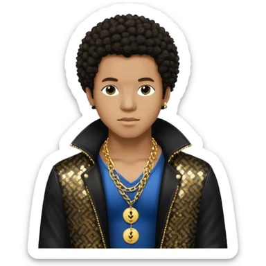 Gallant, R&B Singer with dark brown afro hair, black sequin jacket, shirtless with necklace sticker