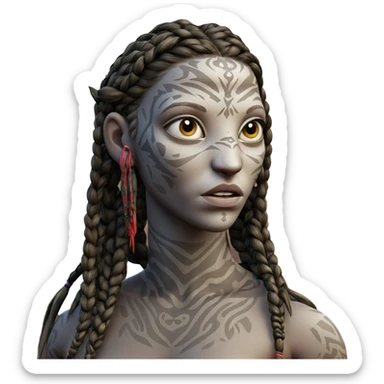 tribal girl with braids sticker
