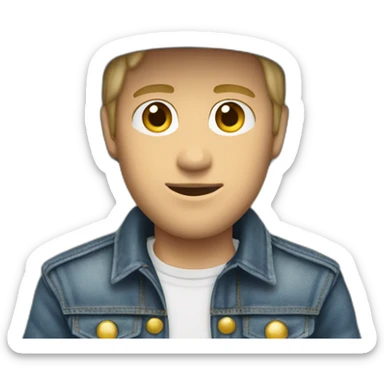 cool cowboy in denim jacket average body white skinned sticker