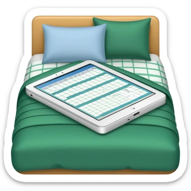 folded duvet with excel spreadsheet  sticker