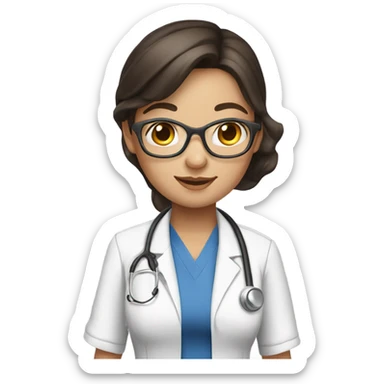 brunette girl nurse wearing stethoscope around neck sticker