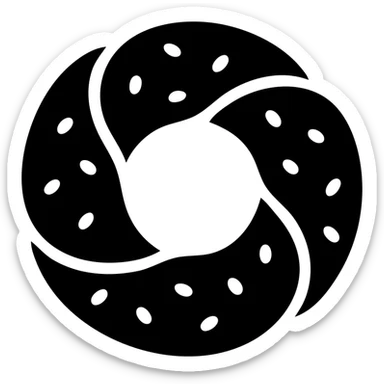 a simit, the Turkish sesame bread ring, solid black icon style sticker