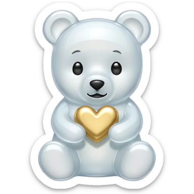 white gummy bear with gold heart kawaii  sticker
