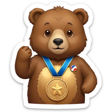 bear holding bronze medal sticker