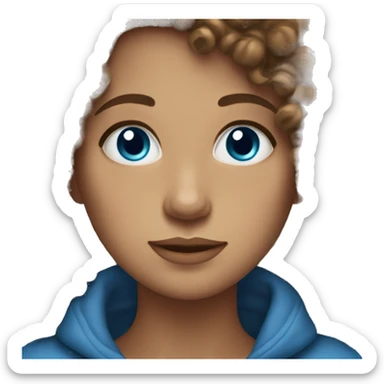 Woman with Curly brown hair and blue eyes sticker