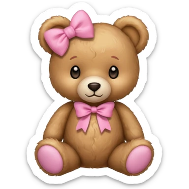Cute teddy bear with a pink bow. sticker