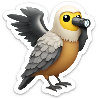 bird holding binoculars with wings watching in the distance sticker