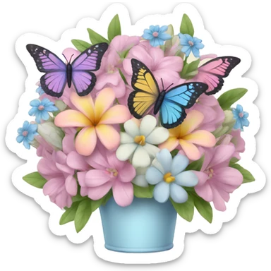 pastel bouquet with butterflies sticker