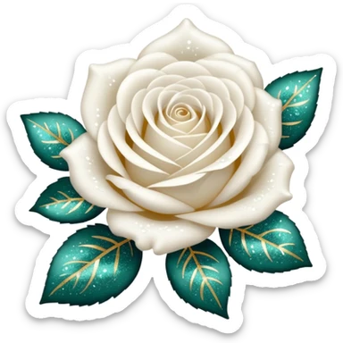 Glitter White Roses sticker