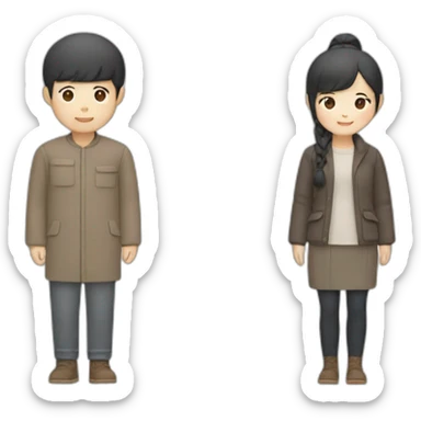 Chinese couple in Muji outfit sticker