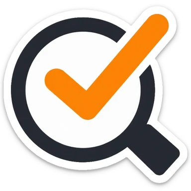 Quality Assurance logo with checkmark and magnifying glass sticker