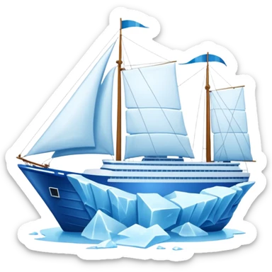 A ship moving past an iceberg sticker