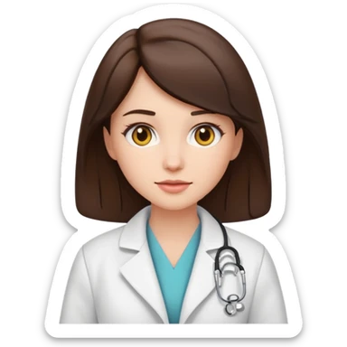 aesthetic emoji of a brunette woman with a white coat doctor sticker