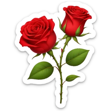 A charming emoji with a rose stem in the mouth and a red rose at the end of the stem sticker