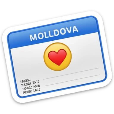 health insurance card emoji with placeholder lines instead of text and a small silhouette of Moldova in the corner sticker
