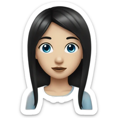 girl with black hair, thick fringe, blue eyes sticker