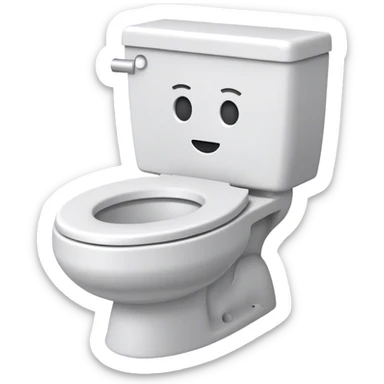a toilet with a head sticker
