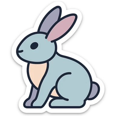 rabbit, symbol of the year in feng shui, Chinese eastern style, thin clean contours, soft rounded shapes, pastel palette #98B5BC, #B5B3C1, #C9A3C9, #E4C0CA, #F7DCD1, #F7C0AA, detailed shadows and highlights, soft lighting, transparent background, less cute, no decorative elements sticker