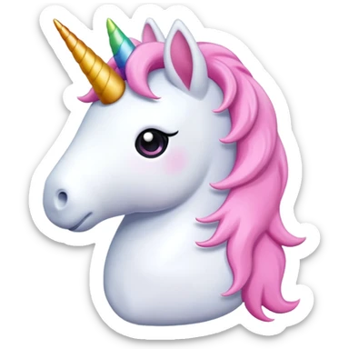 A unicorn plushie with a pink bow sticker