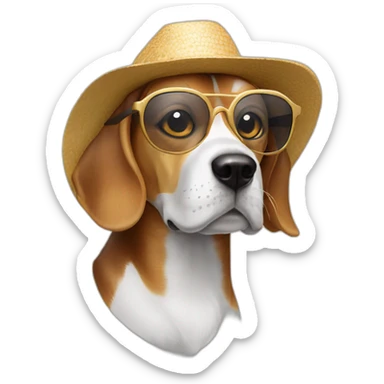 Beagle avec un chapeau et des lunettes de soleil  sticker