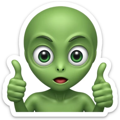 Astonished alien with thumbs up sticker