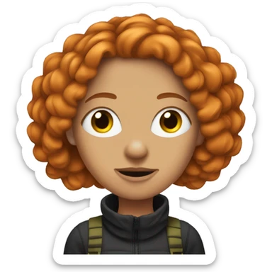 Ginger coloured hair woman with grundge aesthetics, she got a ski mask on her hair.  sticker