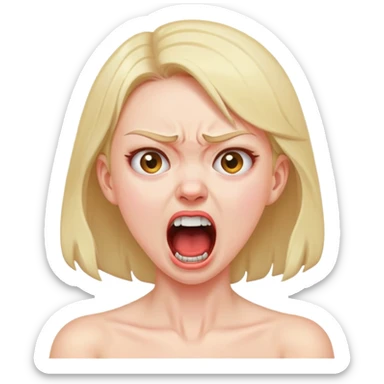 Girl screaming mad while holding neck  sticker