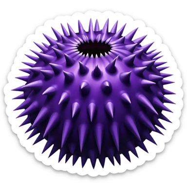 Detailed darl purple sea urchin with long spikes sticker