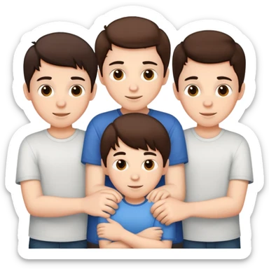 Three young brunette brothers playing together  sticker