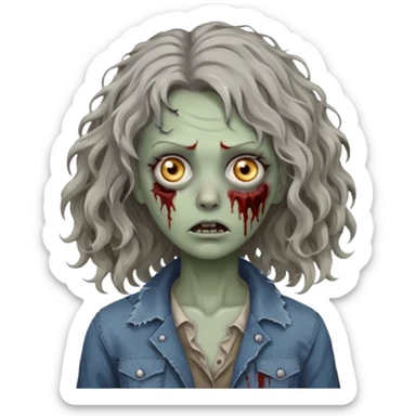 🧟‍♀️ zumbi de cabelo ondulado feminino  sticker