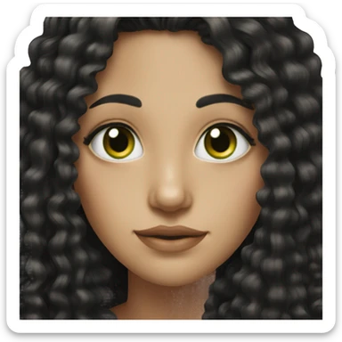 woman green eyes very long black hair curly  sticker