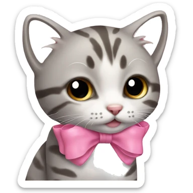 Little cat with pink bow sticker